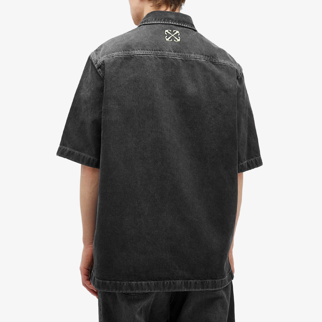 Off White Men's Off Denim Bowling Shirt Vintage Black